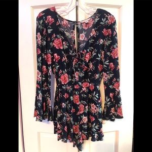 long sleeved floral romper